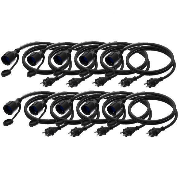 Schuko verlengkabelset 5 meter - 10 stuks
